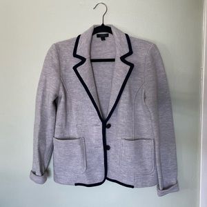 J. Crew Gray Wool Blazer with Navy Piping